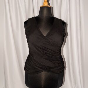 INC International Concepts Black Sleeveless Wrap Top